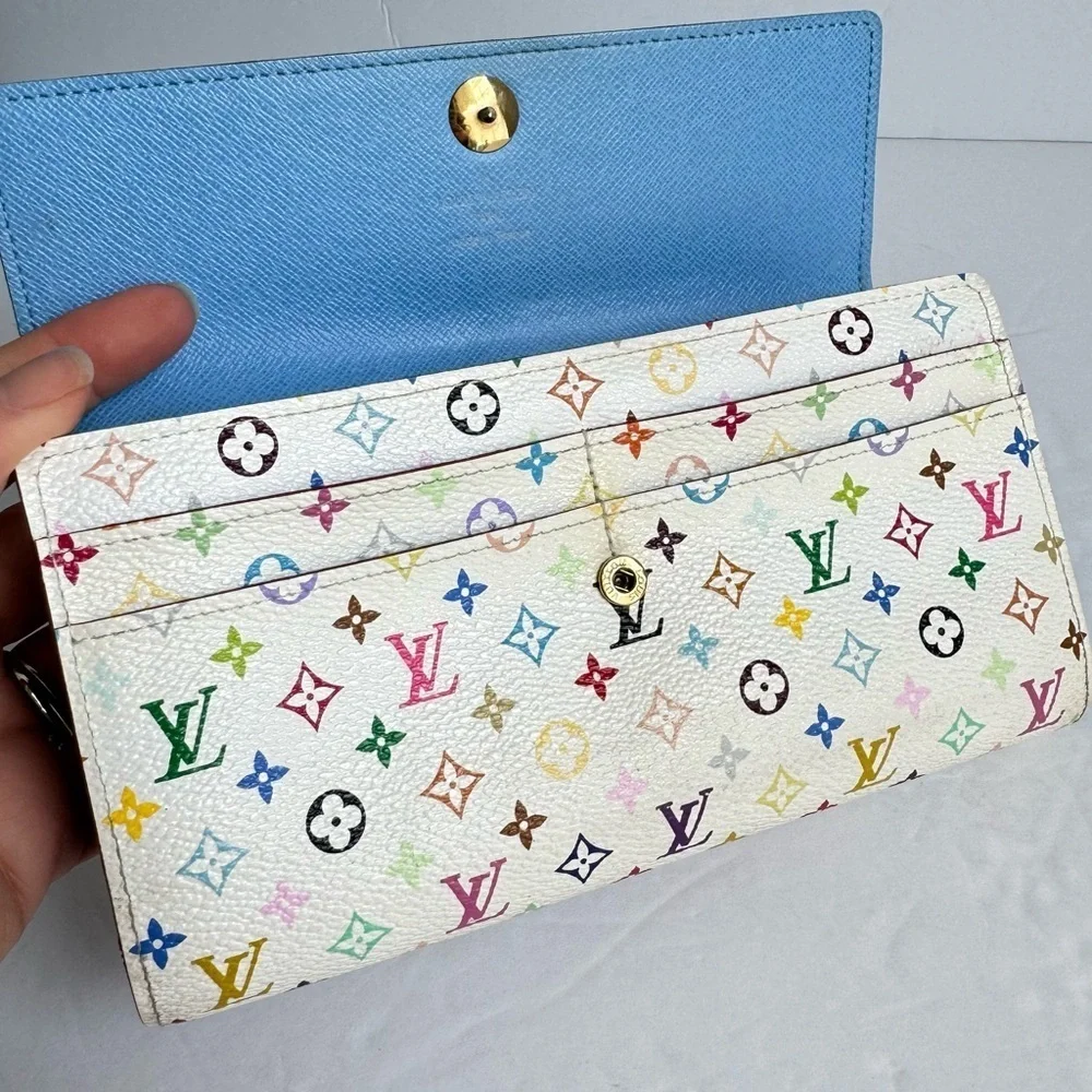 Louis Vuitton‎ Multicolor Sarah Wallet Takashi Murakami Blanc White Vintage Y2K